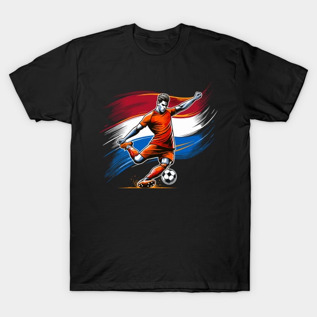 Dynamic Netherlands Soccer Star in Action - Vector Design T-Shirt by SergioArt